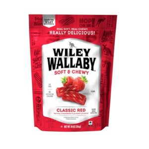 Wiley Wallaby Australian Soft Chewy Classic Red Strawberry Licorice 10oz Pouch 6ct